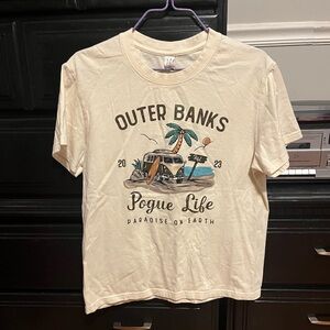 A cream tee-shirt worn twice bought from temu